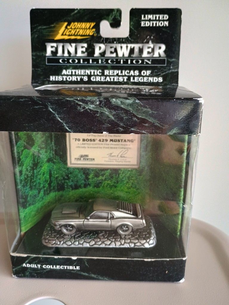 Johnny Lightning 70 Boss 429 Mustang Pewter Paperweight Or Display. Deer Vly 67th Ave