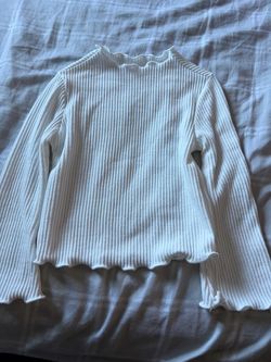 SHEIN  White Ribbed Long Sleeve Top Kid