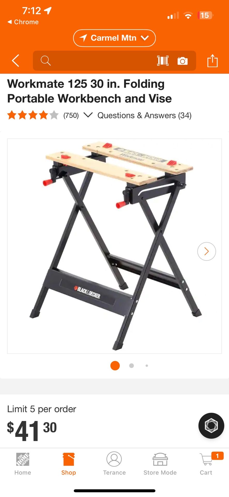 Black And Decker Workmate 125 30 in. Folding Portable Workbench and Vise