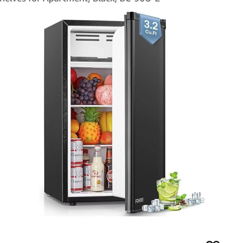 FOHERE 3.2 Cu.ft Mini Fridge, Black 