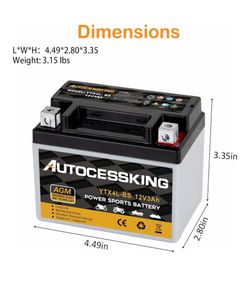 Vendo - BaterÃa para motocicleta, YTX4L-BS 12 V, 3 Ah, recargable, sin mantenimiento, sellada, AGM, baterÃa de repuesto para cuatrimoto y scooter