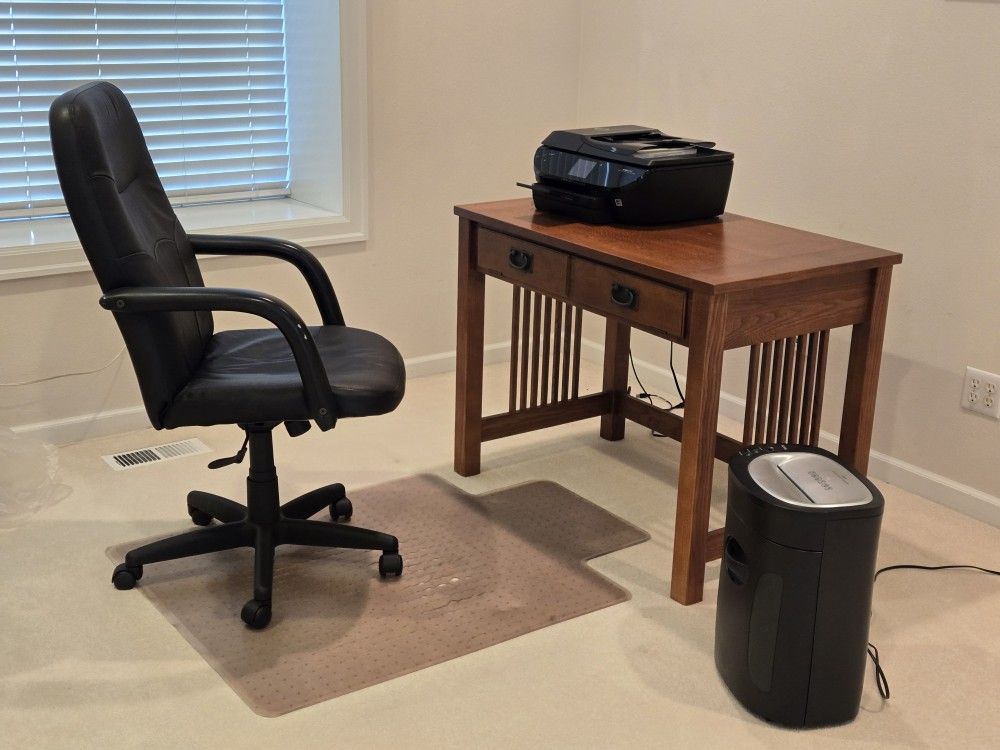 Desk, Printer, Shredder, Chair Bundle