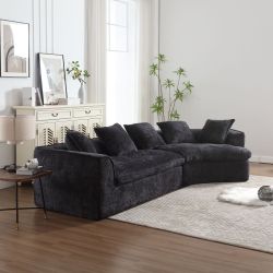 COOLMORE Boucle Sofa 3 Seater for Living Room Oversized Comfy Sofa unique double seat and corner construction for Apartment, Office Right Hand Facing 