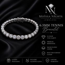 6.5MM 7.5” Moissanite Tennis Bracelet (VVS1 D Color) A+++ Quality