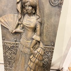Antique Resin sculpture woman Wall Panel