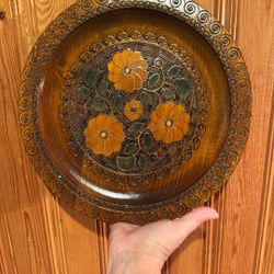 Wooden Hand Carved Plate