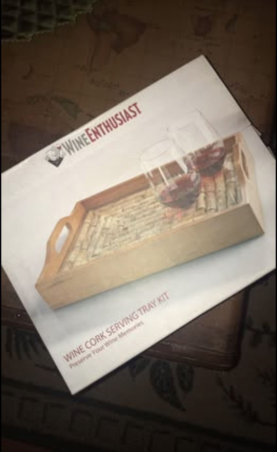 Wine cork serving tray kit