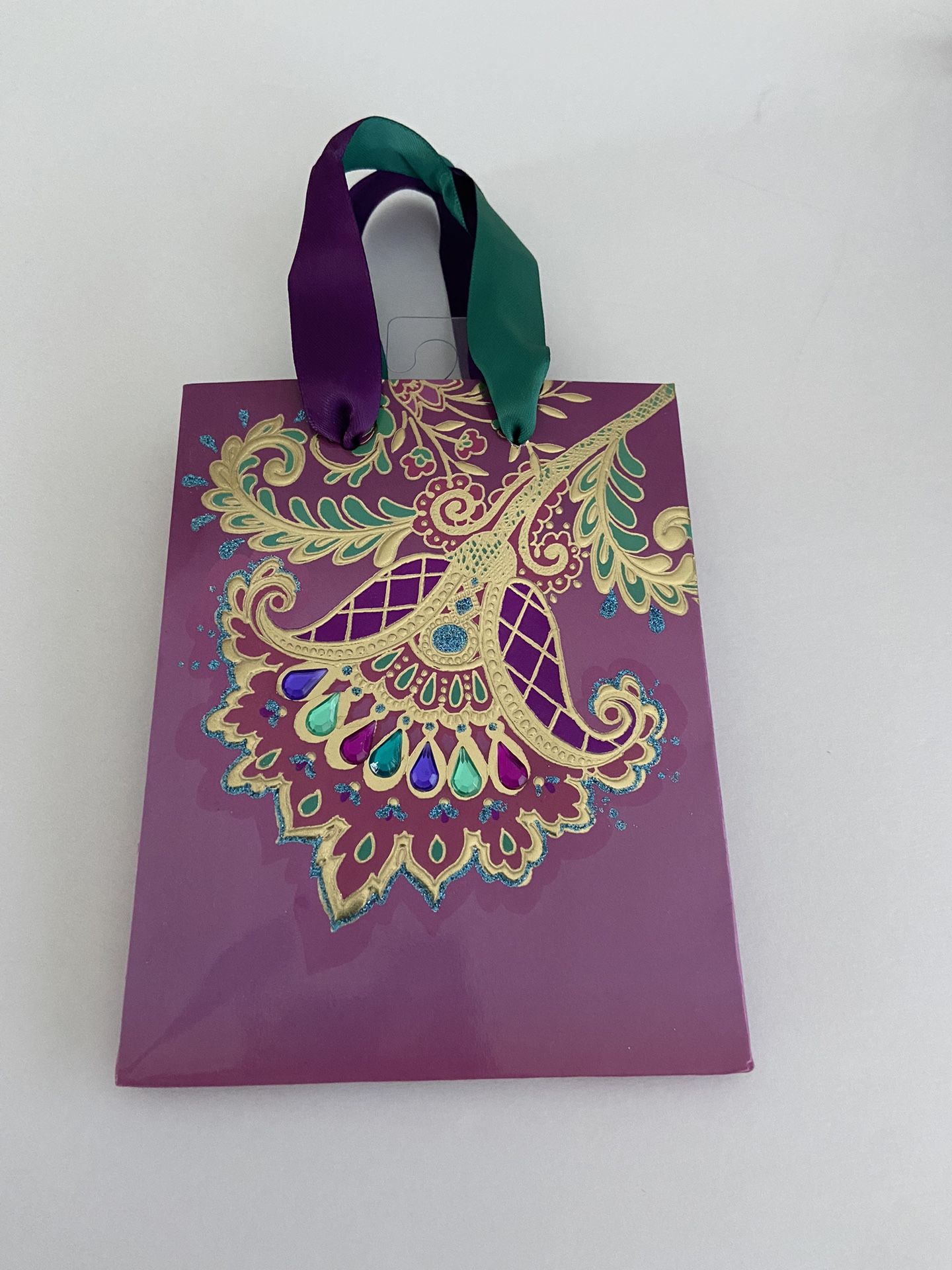 Small Papyrus Gift Bag Turquoise Purple and Gold