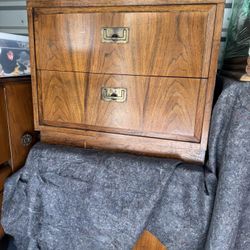Pair Of Mid Century Campaign Style End Tables Nightstands 