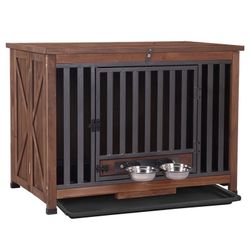 Wooden Dog Crate AIR100, Folding Design, Strong Iron Door