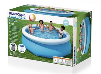 Bluescape Fast Set 10’ x 30” Round Inflatable Soft Sided Above Ground Pool Set BRAND NEW IN BOX