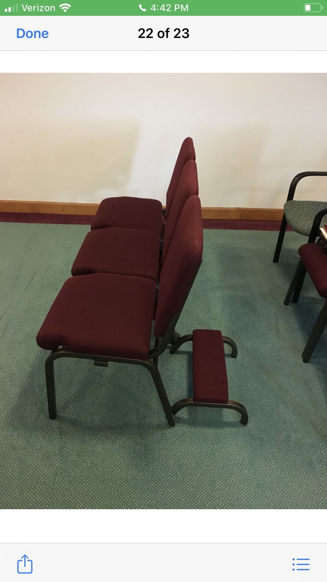 Church pews/3 chairs