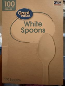 Great Value White Plastic Spoons 100 Count