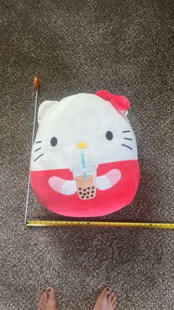 Sanrio Squishmallows Hello Kitty XL Plush Toy Boba Tea Red Bow Stuffed Pillow
