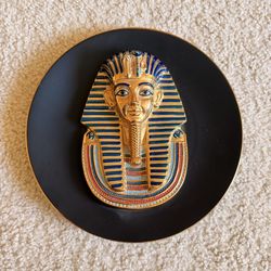24k Gold Painted - 1994 Osiris Porcelain 3D Plate The Golden Mask Of Tutankhamun