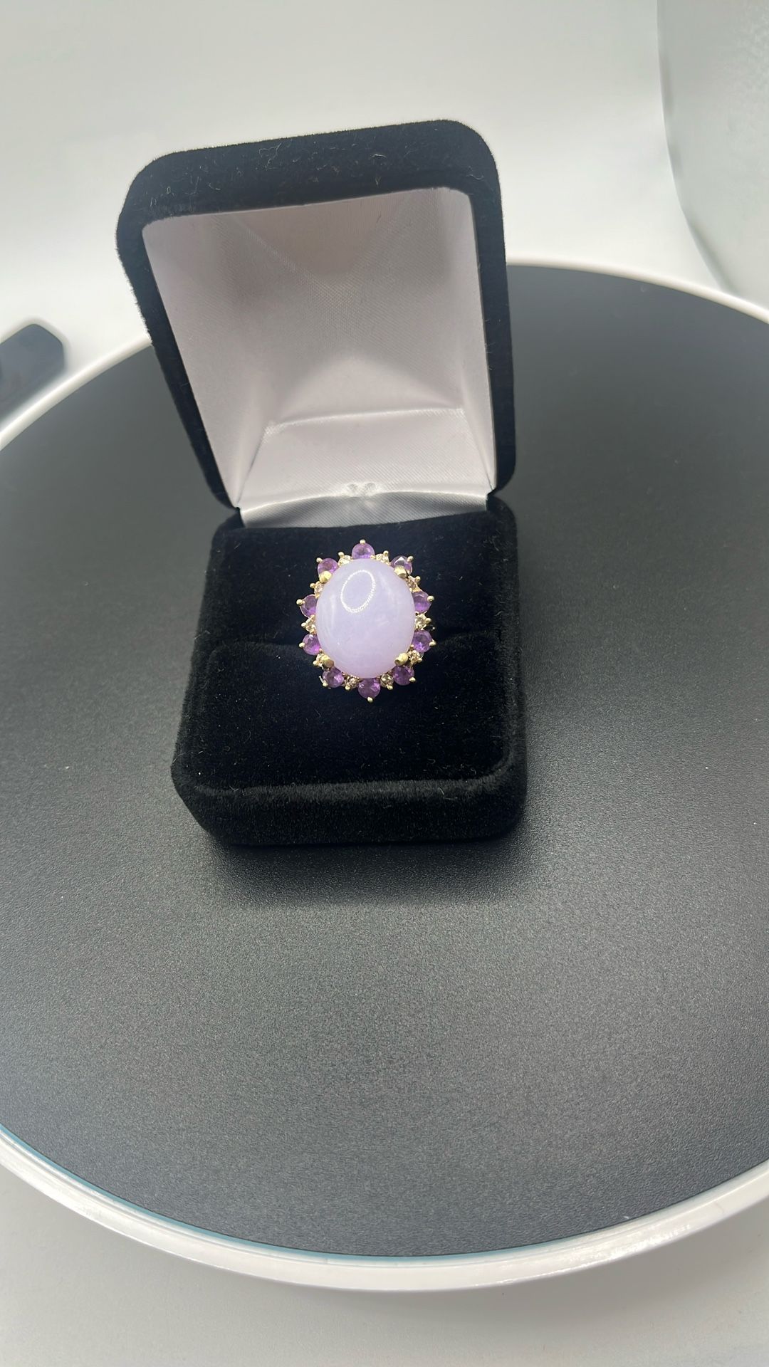 Amethyst and Jade Ring