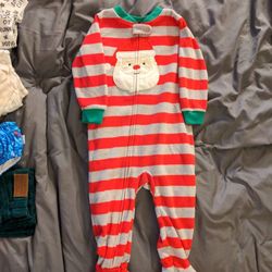 Carter's footed one-piece fleece pajama Christmas Santa