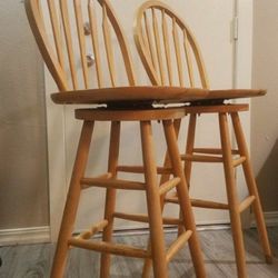 Wooden Bar Stools (Set Of 2)