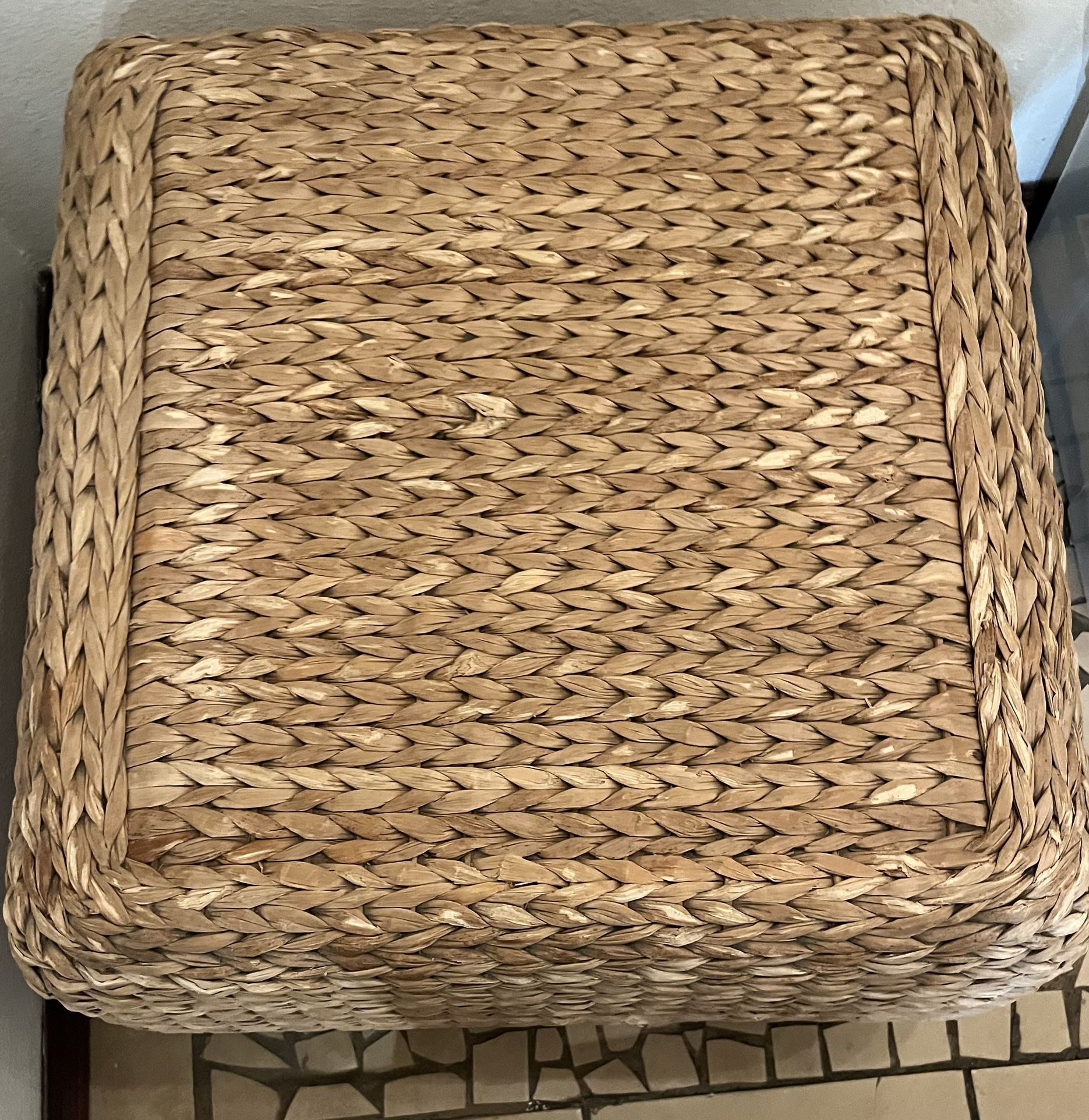 Row Square Abaca Ottoman