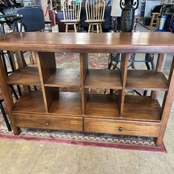 Wood TV/Entertainment Stand with Shelves and Drawers