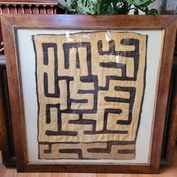 Framed African Kuba Cloth Wall Framed Art