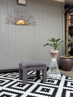 Beautiful Vintage mid century Upholstered Ottoman.