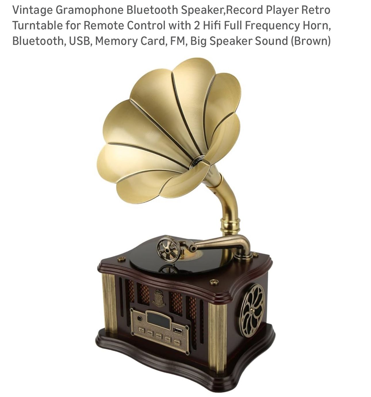 Vintage Gramophone Bluetooth Speaker/record Player, New