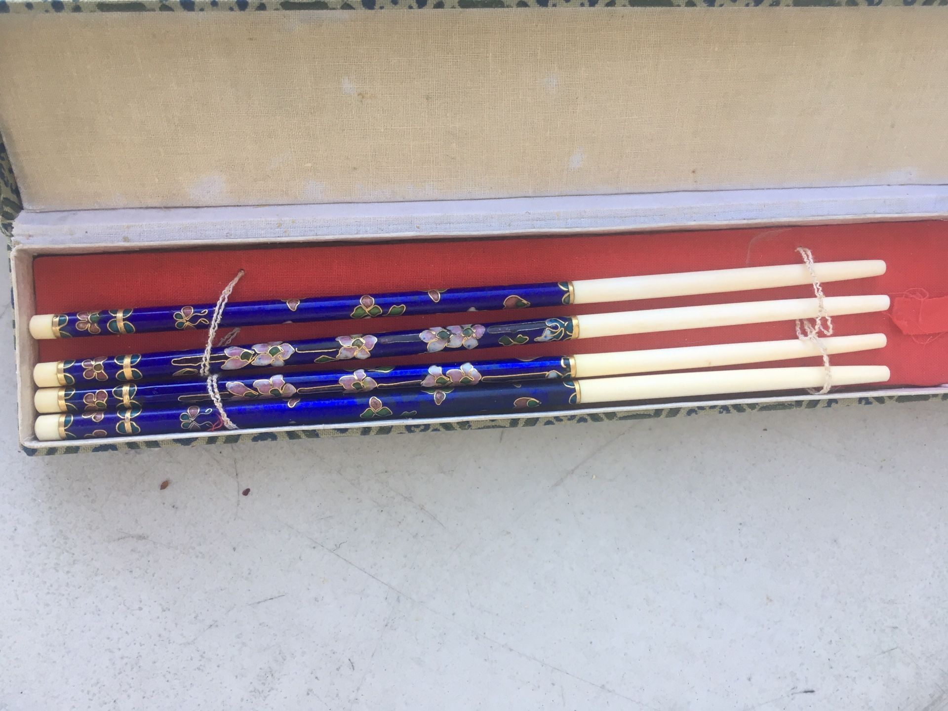 Vintage Chinese Cloisonné Enamel Chopsticks