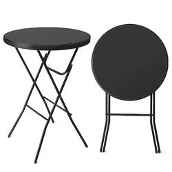 32-in Plastic Round Black Folding Table