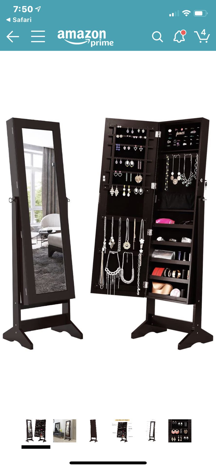 LANGRIA Jewlery cabinet, Jewlery armoire, stand up mirror