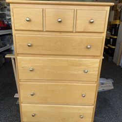 Toddler Bed, Mattress, 5 Drawer Dresser, Nightstand And Bed Rail