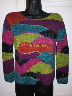 Sigrid Olsen Multicolor Patchwork Knit Sweater size S