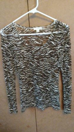 Zenna Outfitters Brown & White Sheer Top Sz Med $7