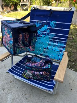 Beach chair set  w matching cooler and lunch bag, new, great for Father’s Day or as a gift f