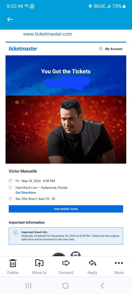 Victor Manuelle Concert Tickets (2)