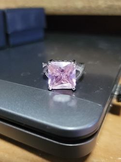 Size 7 Pink Topaz Sterling Silver Ring