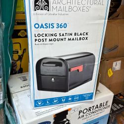 Architectural Mailboxes Oasis 360 Black, Large, Steel, Locking Parcel Mailbox with 2-Access Doors