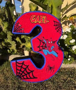 Spiderman number three pinata third birthday