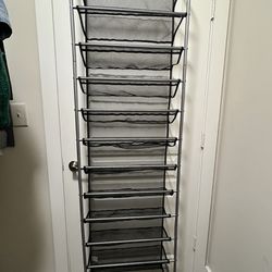 12-Tier Over The Door Shoe Rack for 36 Pairs, Metal, Gray