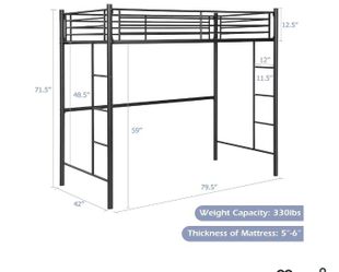 Giantex Black Metal Loft Bed twin size with 2 ladders and guardrails
