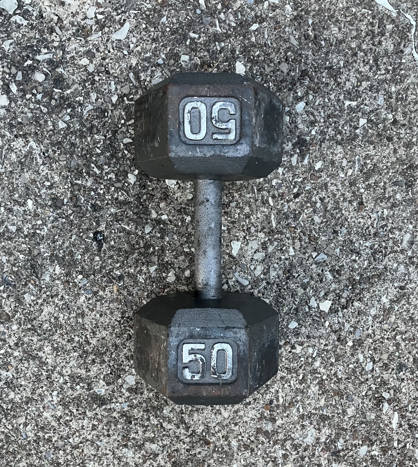 ONE Single (1) 50 lb dumbbell weight pounds pound 50lb 50lbs lbs NOT dumbbells weights Cast Iron