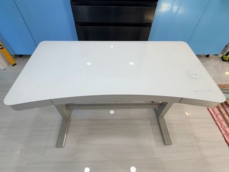 Sit / Stand Metal/Glass Electric Desk with Drawer