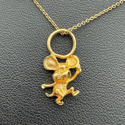 Jewelry 14k solid yellow gold mini cute mouse 🐭 Pendant charm