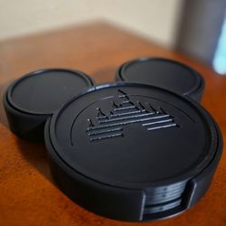 3D-Printed Mickey Mouse-Shaped Coasters With Embossed Disney Fantasyland Castle