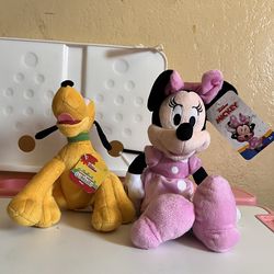 Pluto & Minnie Mouse Plush New