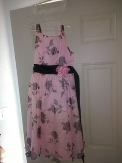 Fancy pink with black flowers girls dress size 10