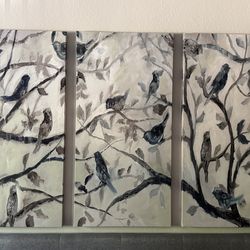 MOVING SALE: Wayfair 3-Piece Canvas Art - Andover Mills "Morning Chorus"