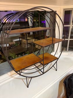 Home decor wood/metal plant shelf