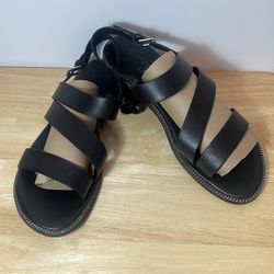 Franco Franco Sarto Sandals black Roman Boho leather upper Size 11