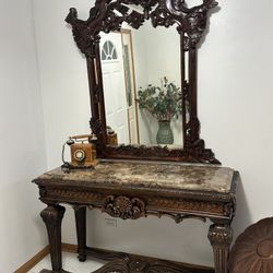 Vintage Console Table & Mirror – $1500